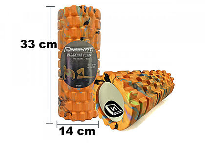 Масажний ролик EasyFit Grid Roller 33 см v.1.1 Multi Помаранчевий