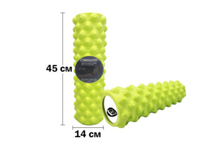 Масажний ролик EasyFit Grid Roller Extreme 45 см, салатовий