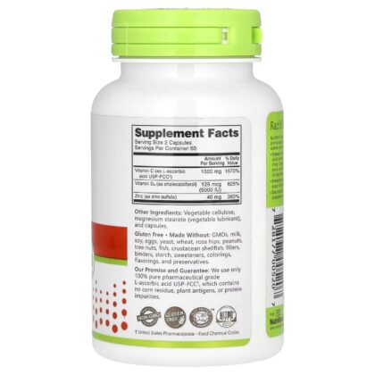 Вітамін С+Д3 з Цинком, NutriBiotic - 100 капсул